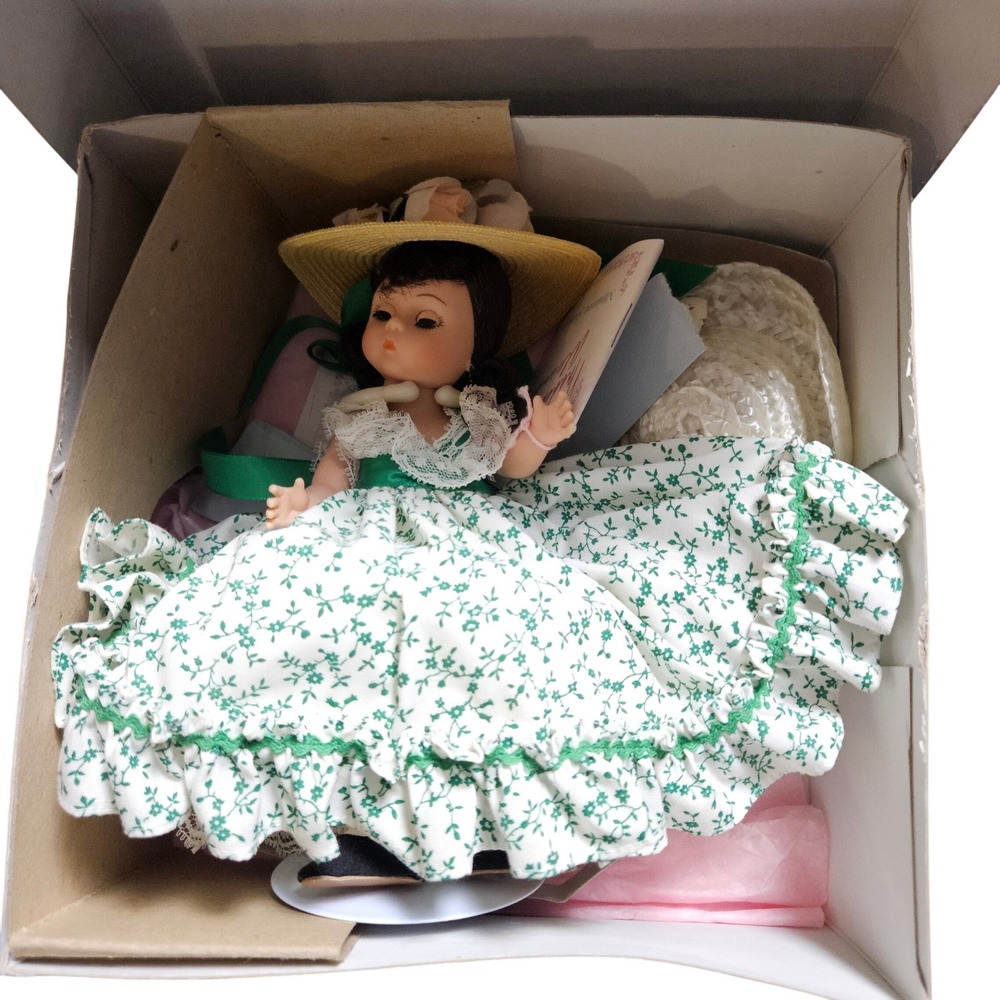 Vintage Madame Alexander Miniature Showcase 8" Doll Straw Hat Dress Cottagecore